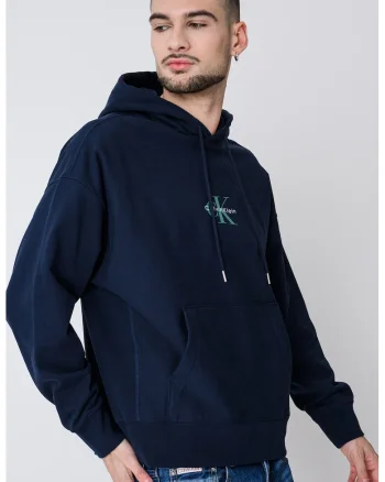 Hanorac din amestec de bumbac cu buzunar kangaroo, Bleumarin