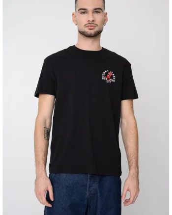 Tricou de bumbac cu decolteu la baza gatului, Negru