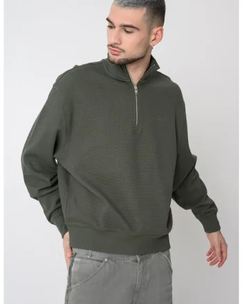 Bluza de trening de bumbac cu logo discret, Verde