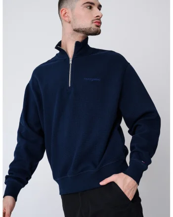 Bluza de trening de bumbac cu logo discret, Bleumarin