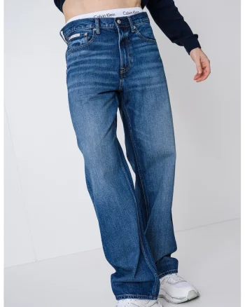 Blugi relaxed fit cu 5 buzunare, Albastru