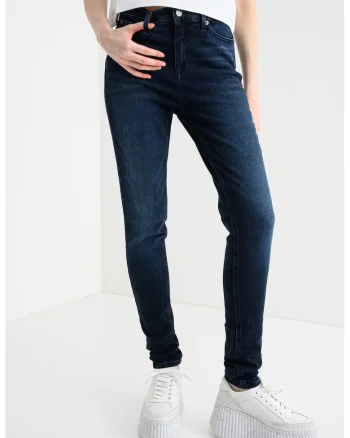 Blugi skinny cu talie medie Nora, Albastru inchis