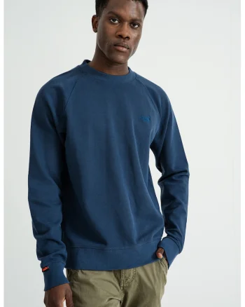 SUPERDRY, Bluza de trening texturata cu maneci raglan Essential, Albastru inchis