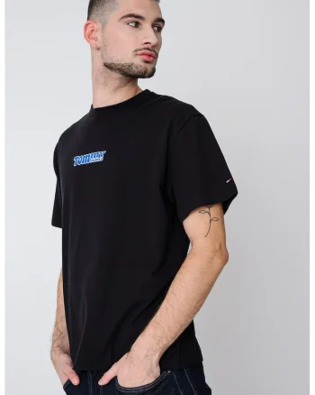 Tricou relaxed fit cu logo brodat, Negru