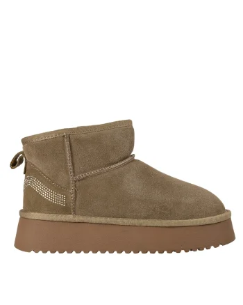 Ghete sport, dama,  AB70011A, bej, piele intoarsa, Bej