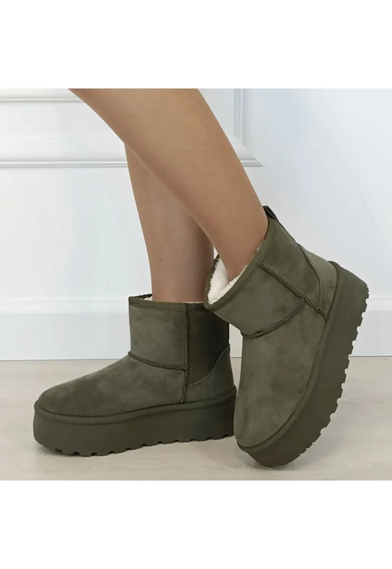 Ghete verzi imblanite cu talpa groasa B-LT33-45 111 11104, Verde