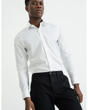 Camasa slim-fit cu mansete cu nasturi, Negru/Alb optic