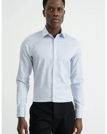 Camasa regular fit din amestec de bumbac, Alb/Albastru deschis