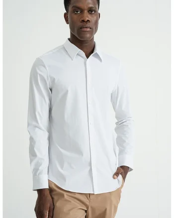 Camasa uni slim fit, Alb optic