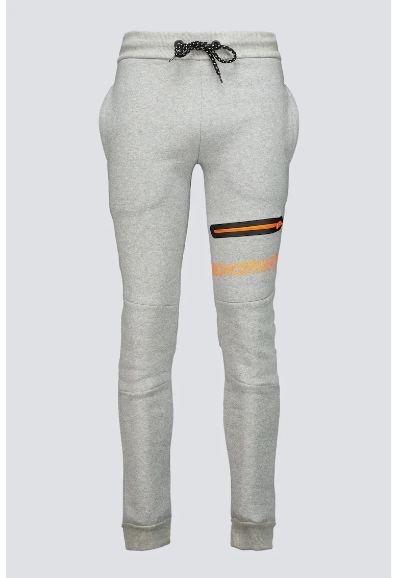 Pantaloni de trening cu logo Moltan, Gri deschis/Portocaliu mandarina