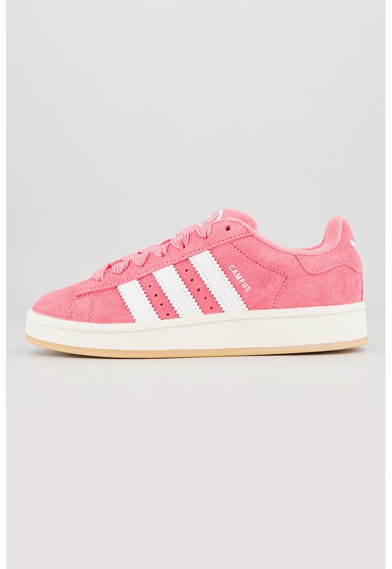 Pantofi sport Campus 00s low cut de piele intoarsa, Roz aprins/Alb optic