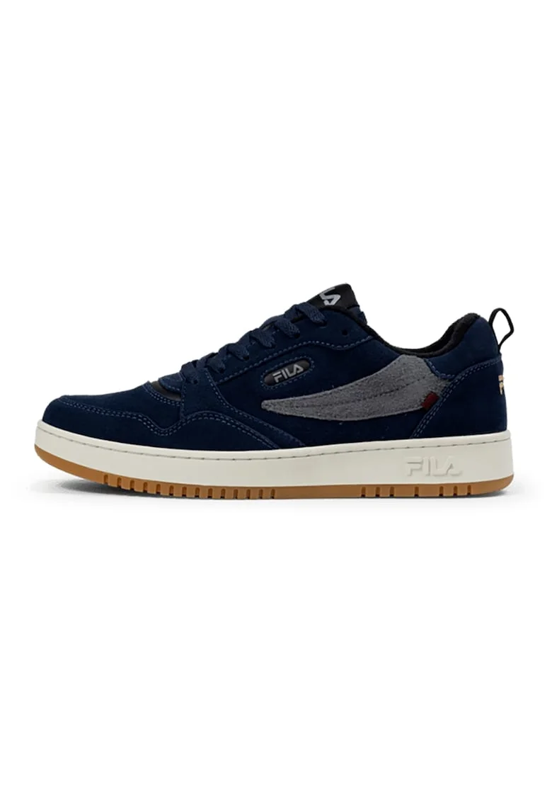 Pantofi sport low-cut din piele intoarsa, Gri deschis/Albastru inchis