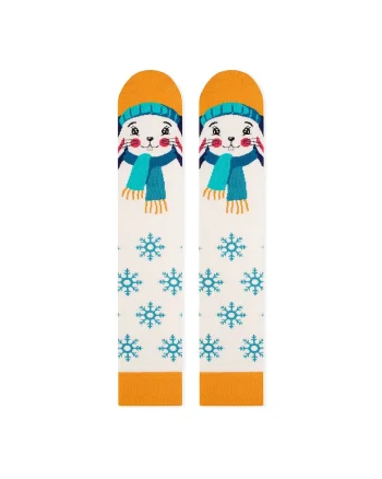 Sosete bambus de Craciun, Comfort Feet 3/4 Knee High Socks CHRISTMAS Rabbit