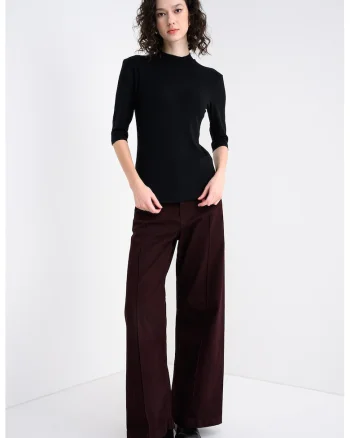 Bluza slim fit cu model uni, Negru
