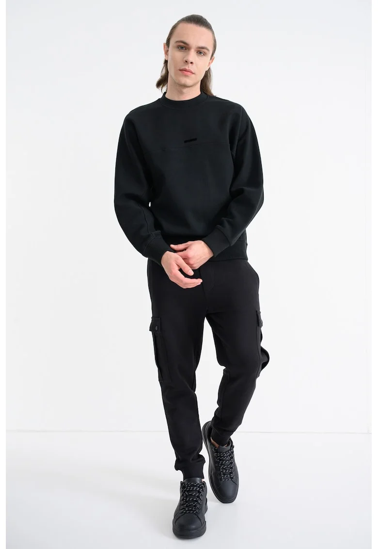 Bluza de trening lejera cu decolteu la baza gatului, Negru
