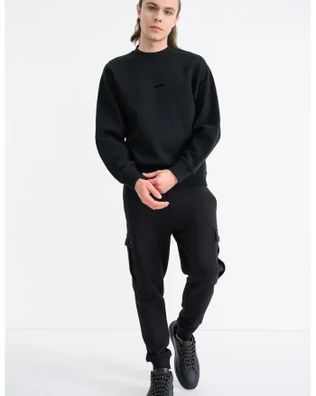 Bluza de trening lejera cu decolteu la baza gatului, Negru