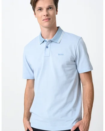 Tricou polo relaxed fit Peoxford, Albastru glaciar