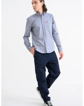 Camasa slim fit cu buzunar pe piept Evito, Albastru prafuit/Albastru