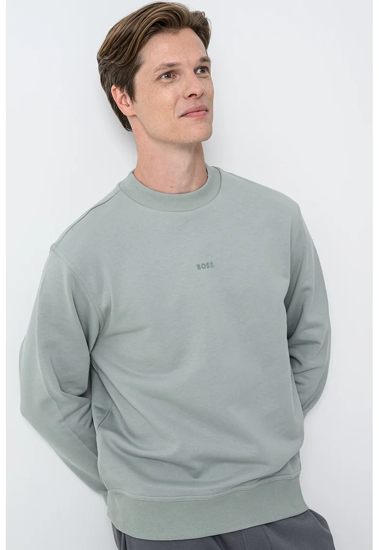Bluza de trening cu croiala lejera WeSmallCrew, Verde pal