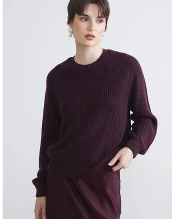 Pulover cu maneci raglan, Violet aubergine