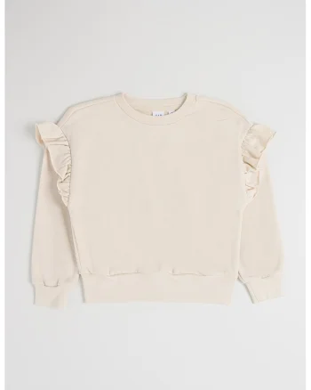 Bluza de trening cu volane, Alb fildes