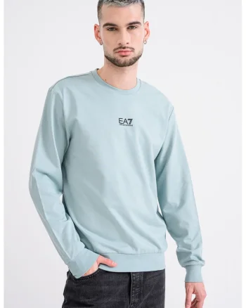 Bluza de trening cu detaliu logo si decolteu la baza gatului, Verde pal