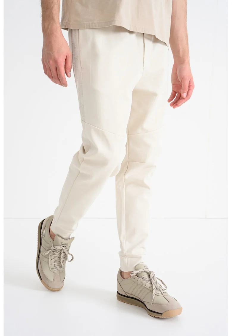 Pantaloni de trening cu model uni si snur de ajustare, Alb murdar