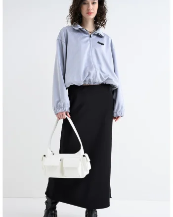 Bluza de trening supradimensionata cu fermoar Dales, Gri deschis