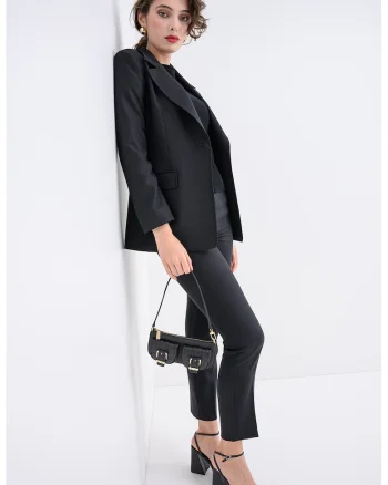 Sacou slim fit din amestec de lana, Negru