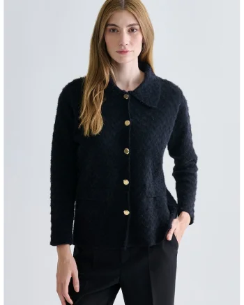 Cardigan lejer cu aspect pufos, Albastru ultramarin