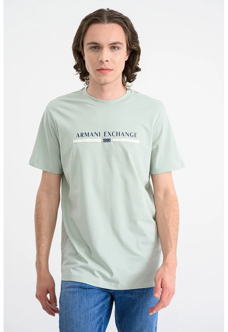 Tricou din bumbac cu imprimeu, Albastru ultramarin/Alb murdar/Verde menta
