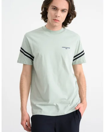 Tricou cu accente in dungi, Negru/Verde pal