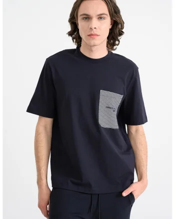 Tricou relaxed-fit cu buzunar pe piept, Alb/Albastru ultramarin