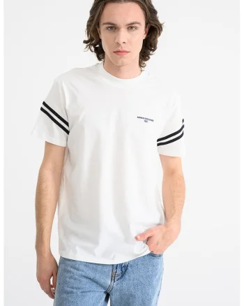 Tricou cu accente in dungi, Alb/Negru