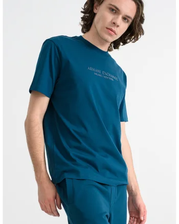 Tricou cu imprimeu logo, Albastru petrol