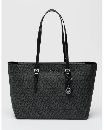 Geanta shopper de piele ecologica Quinn, Negru/Gri inchis