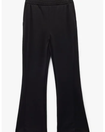 Pantaloni cu model uni si talie inalta, Negru