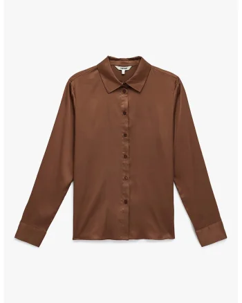 Camasa regular fit cu model uni, Maro scortisoara