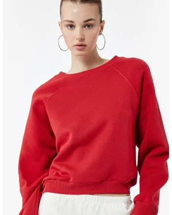 Bluza de trening cu maneci raglan, Rosu vermillion