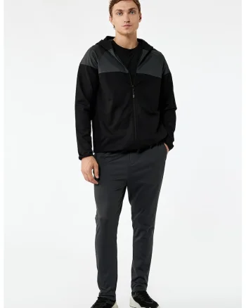 Pantaloni de trening cu snur si buzunare laterale, Gri antracit