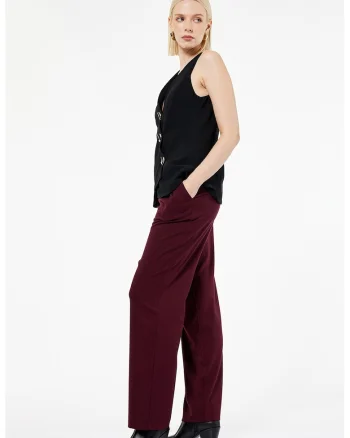 Pantaloni uni cu buzunare, Violet pruna