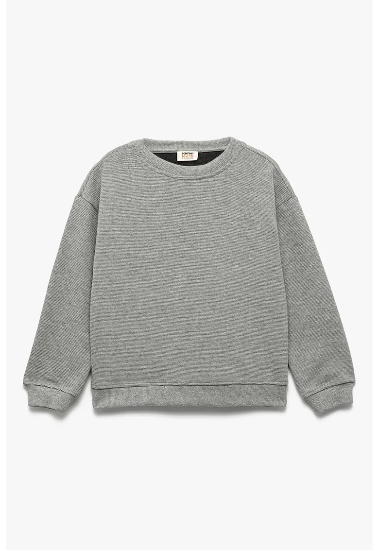 Bluza de trening cu decolteu la baza gatului si maneci cazute, Gri melange