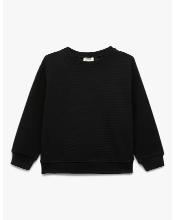 Bluza de trening cu decolteu la baza gatului si maneci cazute, Negru