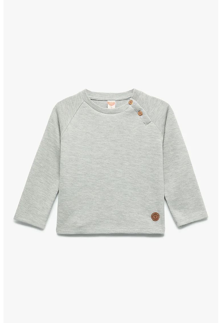 Bluza de trening din bumbac cu maneci raglan, Gri melange