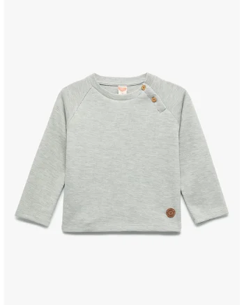 Bluza de trening din bumbac cu maneci raglan, Gri melange