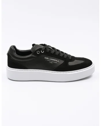 Pantofi sport din piele si piele intoarsa, Negru