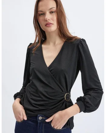 Bluza cu model cache-coeur, Negru