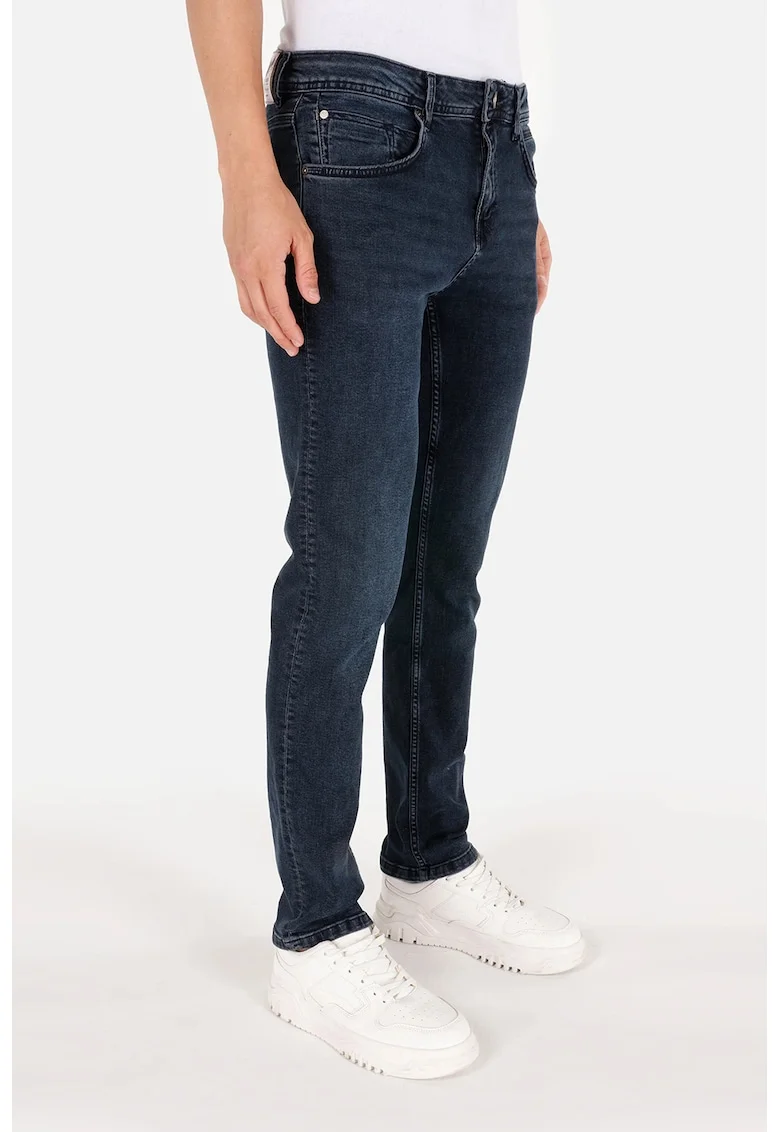 Blugi slim fit cu talie medie, Albastru inchis