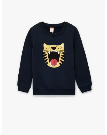Bluza de trening de bumbac cu imprimeu, Galben/Bleumarin