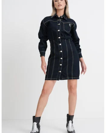 Rochie mini din denim, Bleumarin
